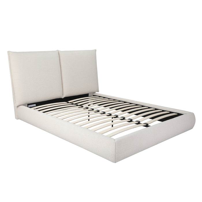 Whiteline Modern Eric White Fabric Queen Size Bed 