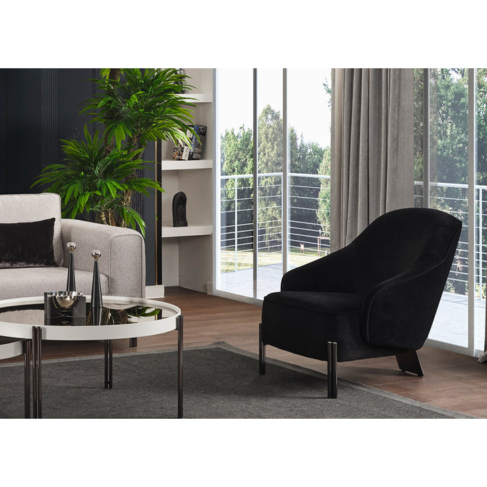 Whiteline Modern Favori Modern Black Velvet Accent Armchair