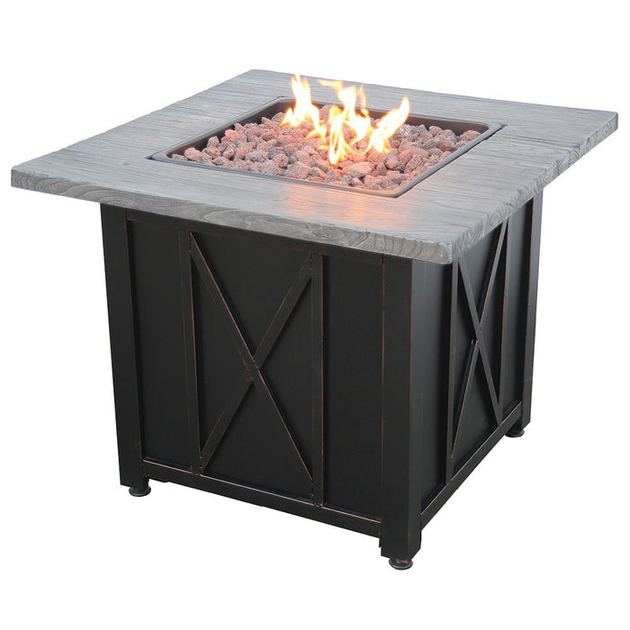 Endless Summer Grey Stainless Steel Gas Outdoor Fire Pit Table Mr. Bar-B-Q