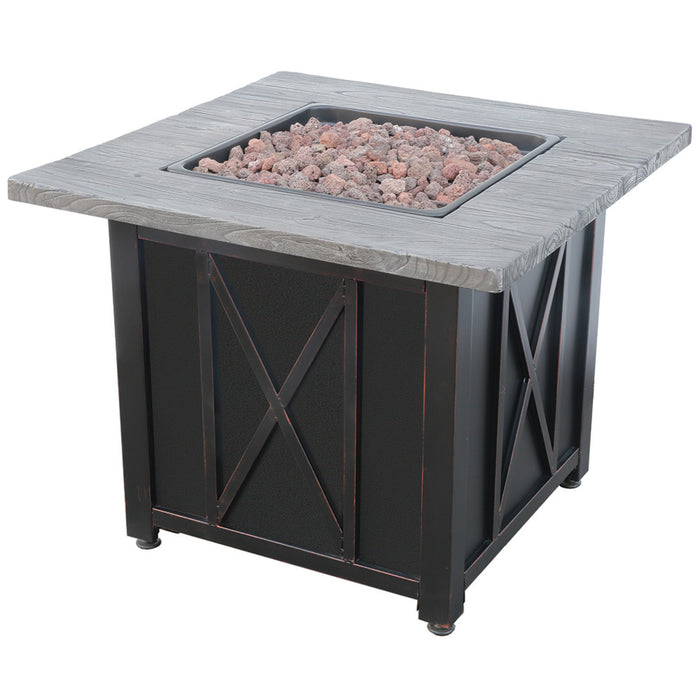 Endless Summer Grey Stainless Steel Gas Outdoor Fire Pit Table Mr. Bar-B-Q