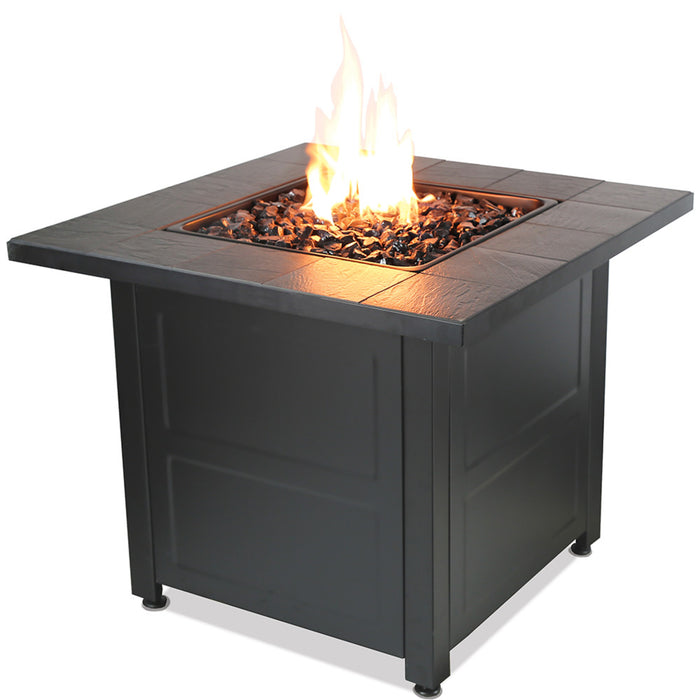 Gas Outdoor Fire Pit Table Stamped Tile Endless Summer Mr. Bar-B-Q