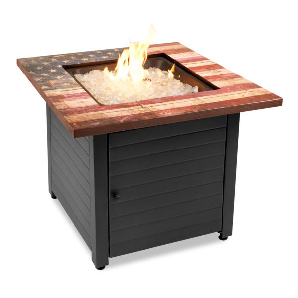 Liberty Gas Outdoor Fire Pit Table American Flag Top Mr. Bar-B-Q