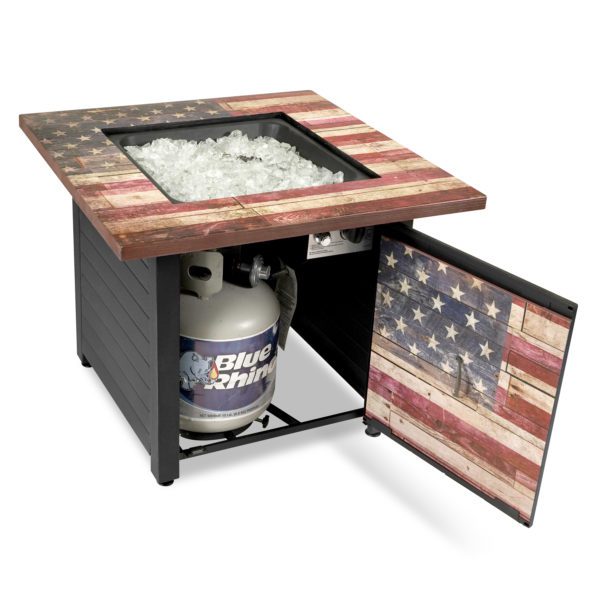 Liberty Gas Outdoor Fire Pit Table American Flag Top Mr. Bar-B-Q