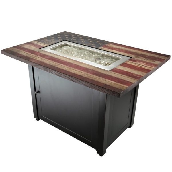 The Americana Gas Outdoor Fire Pit Table American Flag Mantel