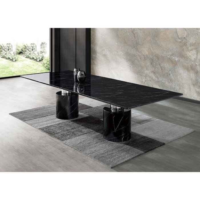 Whiteline Modern Black Marble Geneva Dining Table