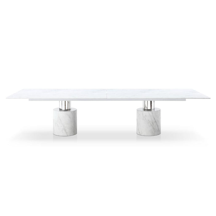 Whiteline Modern Geneva Dining Table White Marble