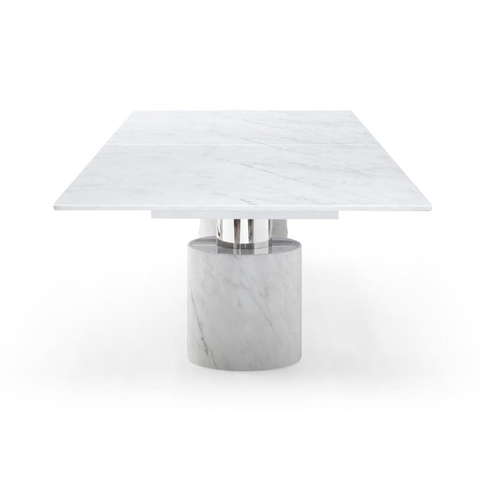 Whiteline Modern Geneva Dining Table White Marble