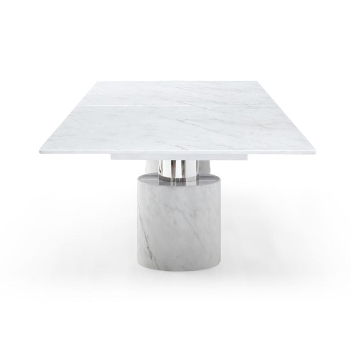 Whiteline Modern Extra Large White Marble Geneva Dining Table