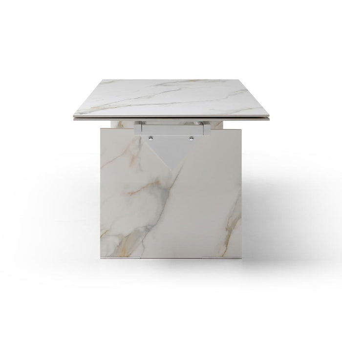 Whiteline Modern Georgia Marble Extendable Dining Table