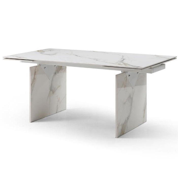 Whiteline Modern Georgia Marble Extendable Dining Table