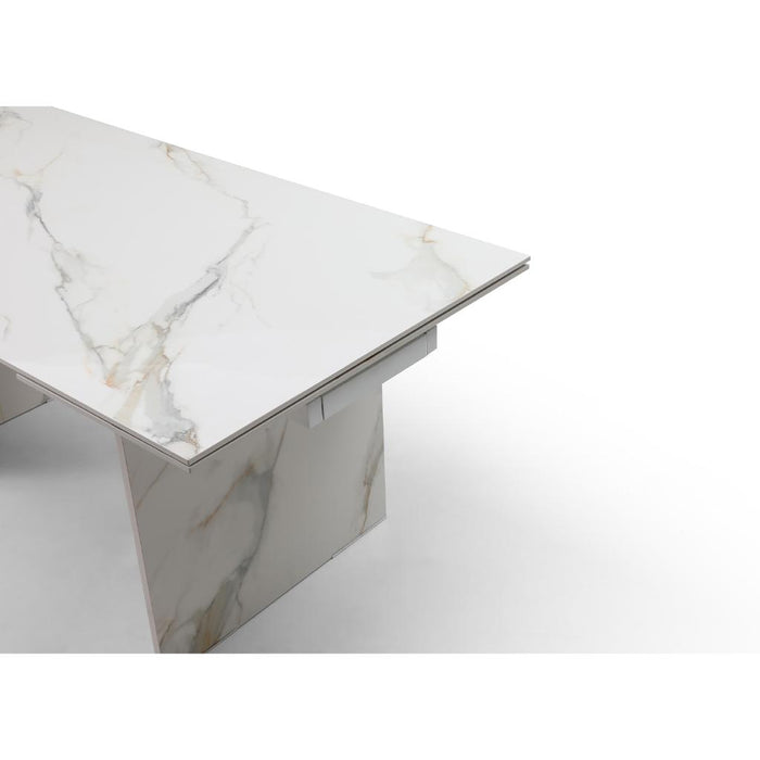 Whiteline Modern Georgia Marble Extendable Dining Table