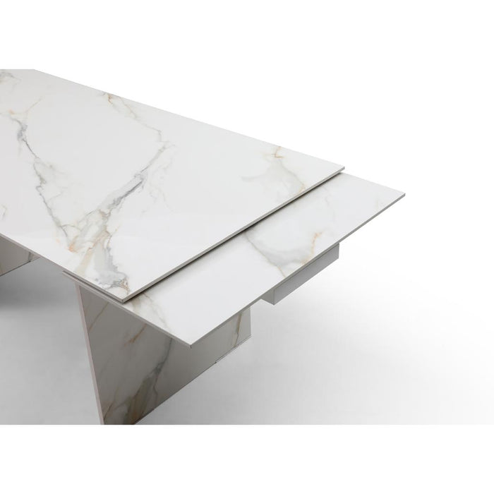 Whiteline Modern Georgia Marble Extendable Dining Table