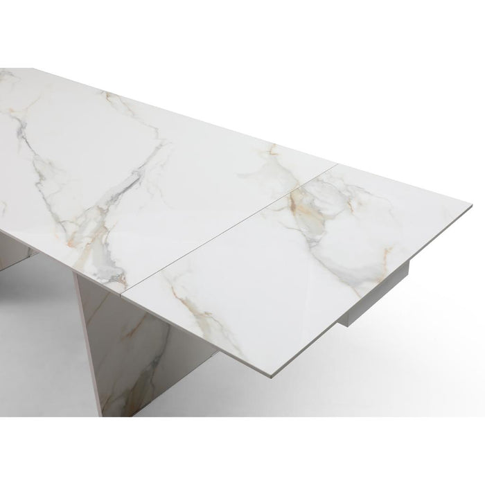 Whiteline Modern Georgia Marble Extendable Dining Table