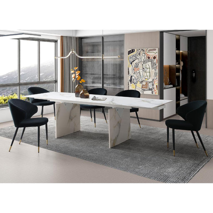 Whiteline Modern Georgia Marble Extendable Dining Table