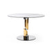 Whiteline Modern Gloria Round White Glass Dining Table