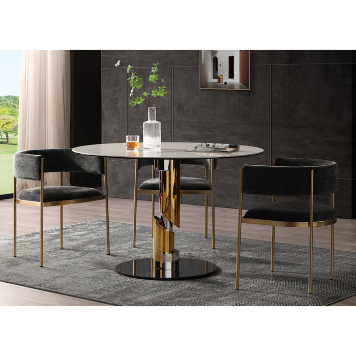 Whiteline Modern Gloria Round White Glass Dining Table Set