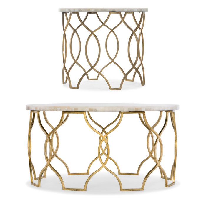 Hooker Furniture White Onyx Melange Corrina Cocktail Table, End Table Set