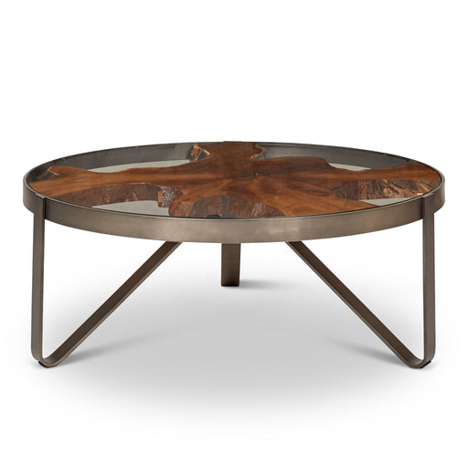 Urbia IE Series Glass Kullen Coffee Table Galvanized Grey Base.