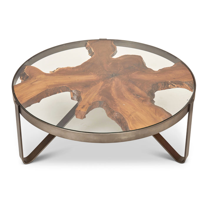 Urbia IE Series Glass Kullen Coffee Table Galvanized Grey Base.