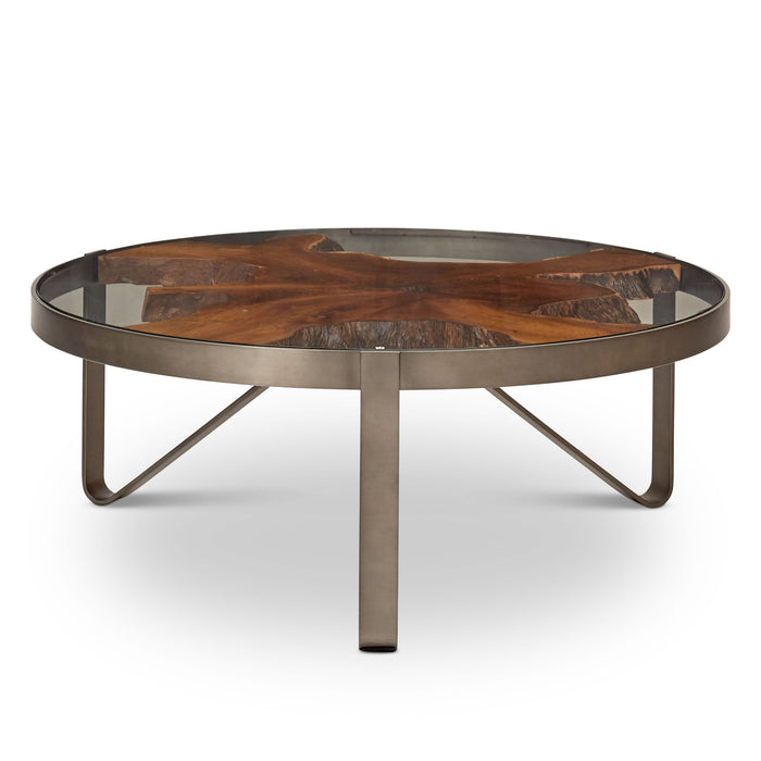 Urbia IE Series Glass Kullen Coffee Table Galvanized Grey Base.