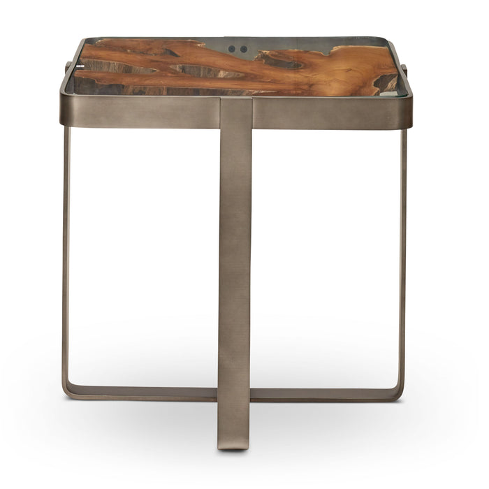 Urbia IE Series Wood Kullen End Table Stainless Steel Base