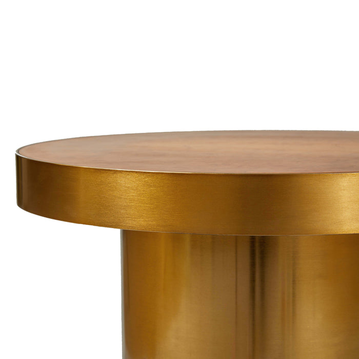 Urbia IE Series Lara End Table Oak Burl Stainless Steel Base