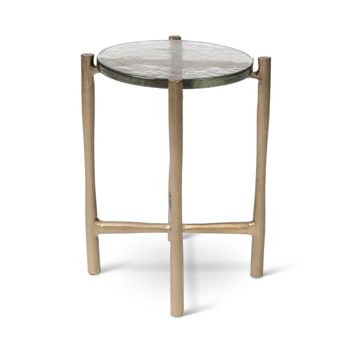 Urbia Elements Round Glass Shyla End Table Aluminum Base