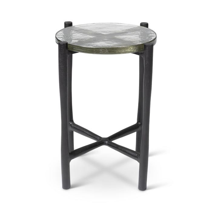 Urbia Elements Round Glass Shyla End Table Aluminum Base