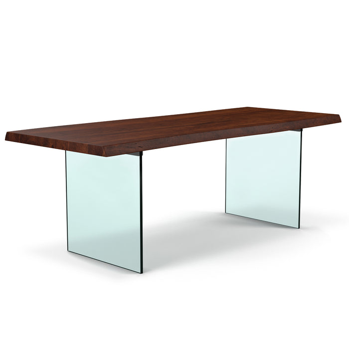 Urbia Brooks Wood Rectangle Glass Base Dining Table