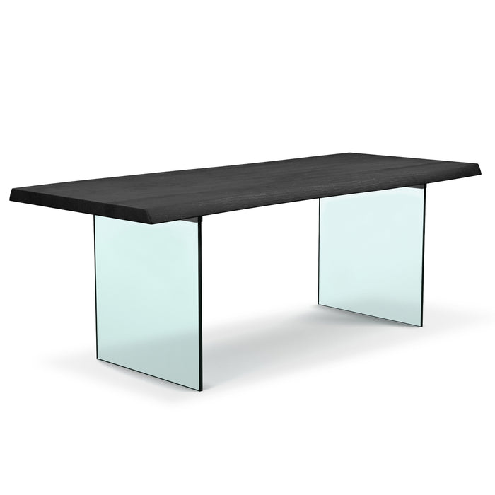 Urbia Brooks Wood Rectangle Glass Base Dining Table