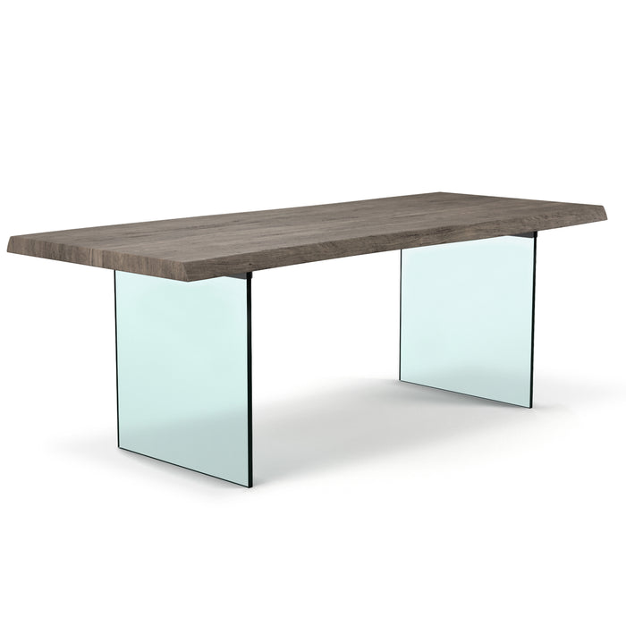 Urbia Brooks Wood Rectangle Glass Base Dining Table