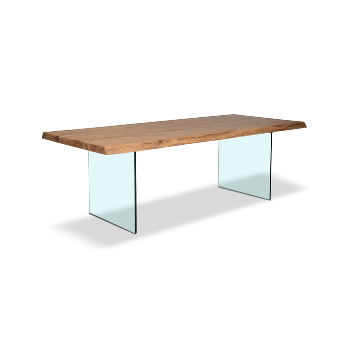 Urbia Brooks Wood Rectangle Glass Base Dining Table