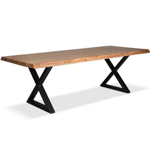 Urbia Brooks 79 " Teak Wood Rectangle Dining Table Aluminum X Base