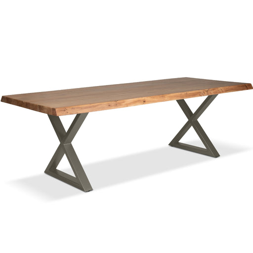 Urbia Brooks 79 " Teak Wood Rectangle Dining Table Aluminum X Base