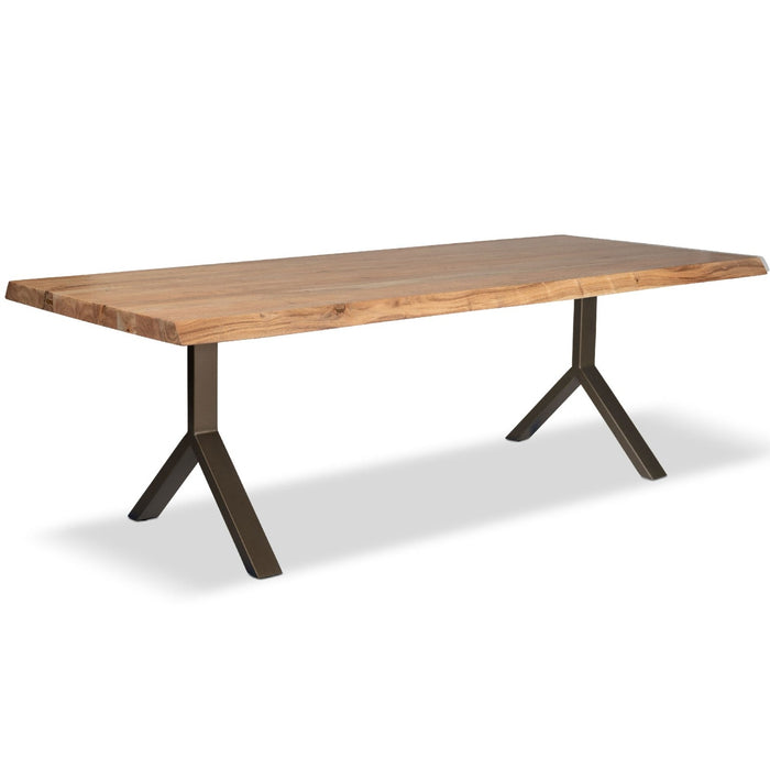 Urbia Brooks Large Wood Rectangle Dining Table Aluminum Y Base