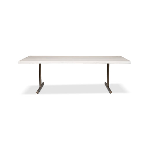 Urbia Brooks White Washed Mid Century Wood Dining Table- Aluminum T Base