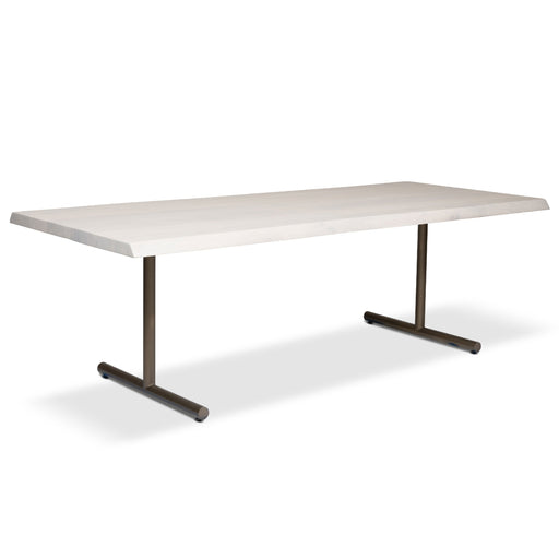 Urbia Brooks White Washed Mid Century Wood Dining Table- Aluminum T Base