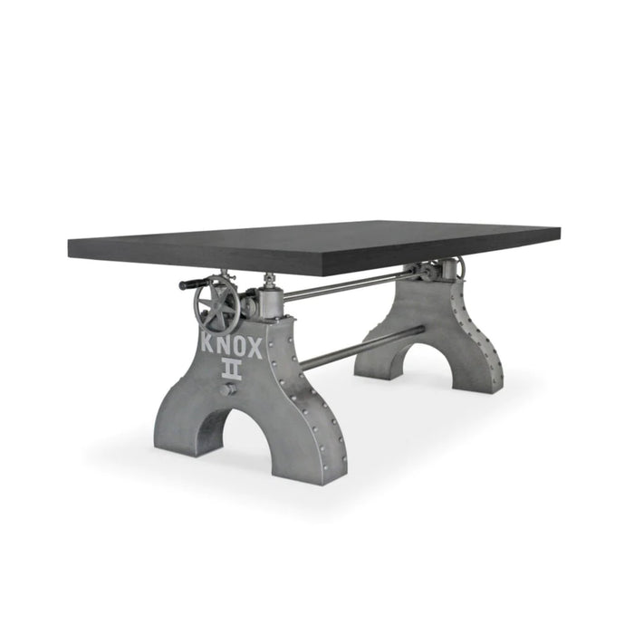 KNOX II Adjustable Dining Table - Embossed Cast Iron Base - Ebony