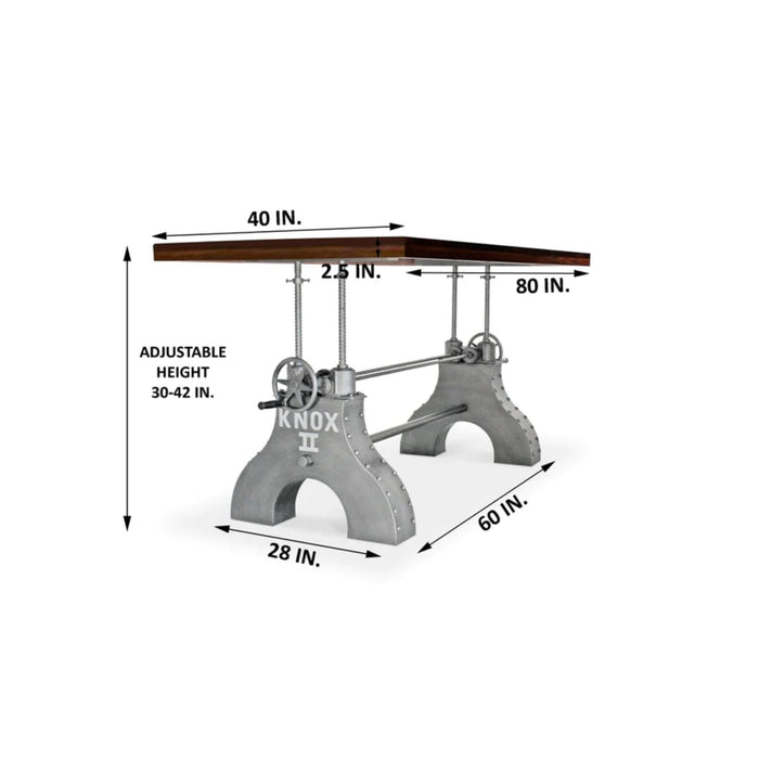 KNOX II Adjustable Dining Table - Embossed Cast Iron Base - Ebony