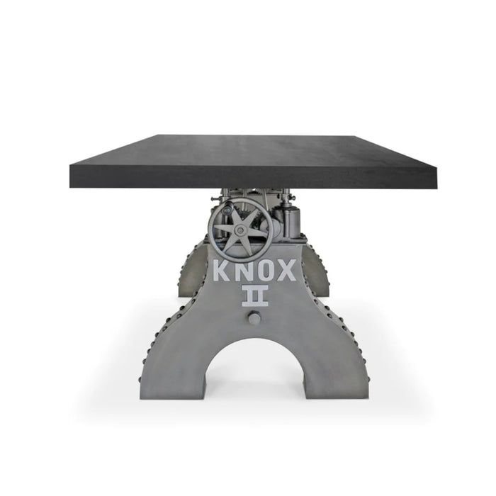 KNOX II Adjustable Dining Table - Embossed Cast Iron Base - Ebony