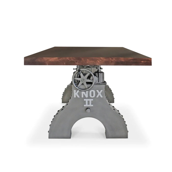 KNOX II Adjustable Dining Table - Industrial Iron Base - Mahogany Top