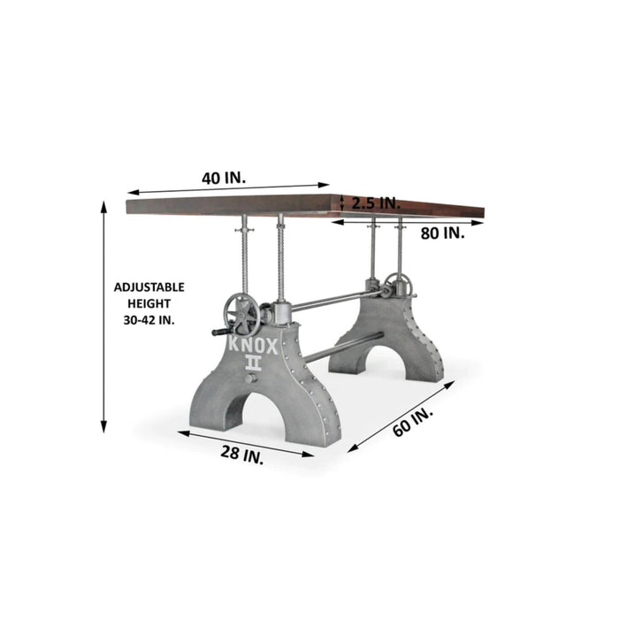 KNOX II Adjustable Dining Table - Industrial Iron Base - Walnut Top