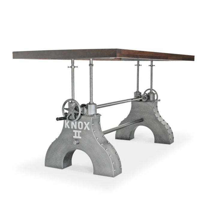 KNOX II Adjustable Dining Table - Industrial Iron Base - Walnut Top