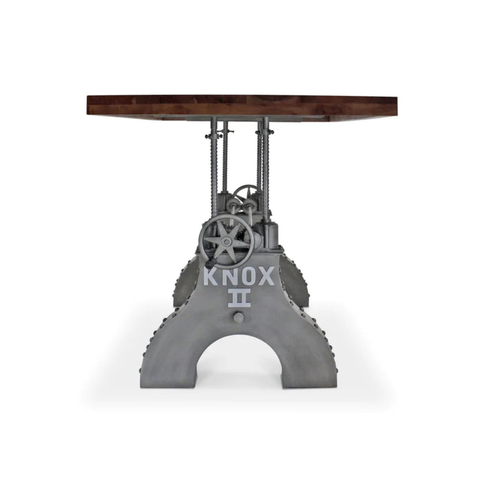 KNOX II Adjustable Dining Table - Industrial Iron Base - Walnut Top