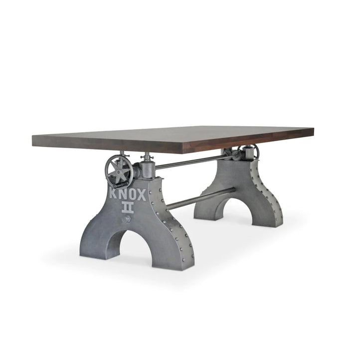 KNOX II Adjustable Dining Table - Industrial Iron Base - Walnut Top