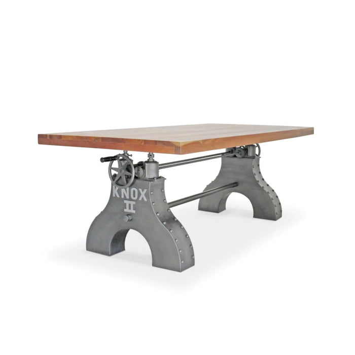 KNOX II Adjustable Dining Table - Embossed Cast Iron Base - Provincial