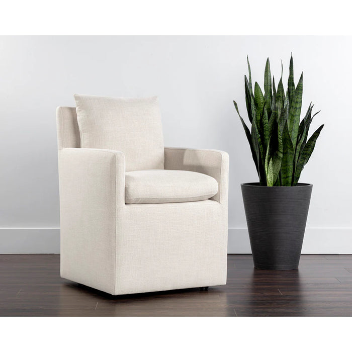 Sunpan Glenrose Wheeled Dining Armchair