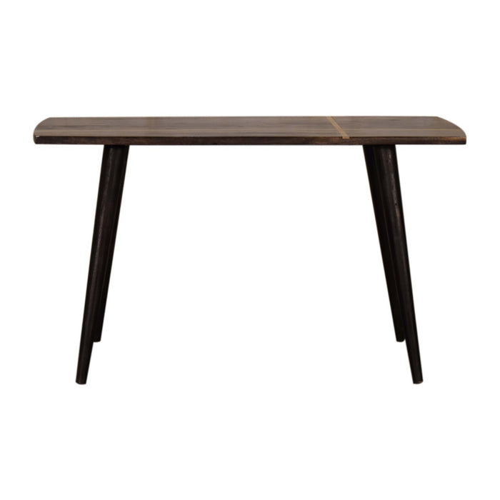 TableUps Midnight Dark Wood Ash Black Brass Inlay Coffee Table