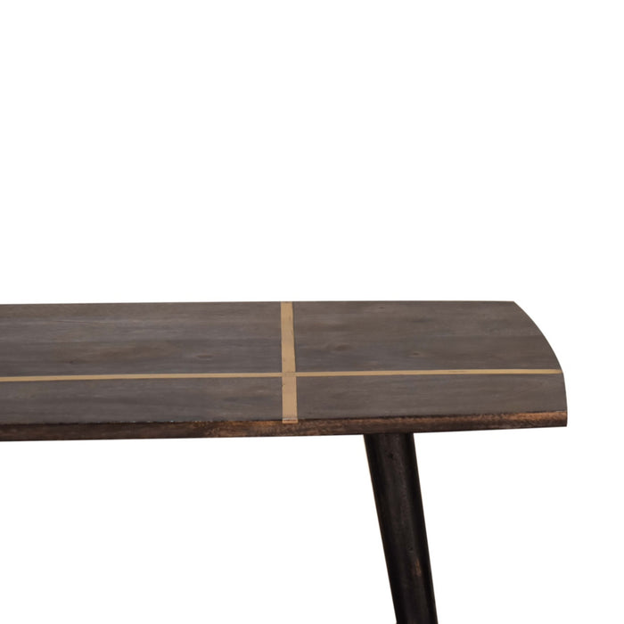 TableUps Midnight Dark Wood Ash Black Brass Inlay Coffee Table