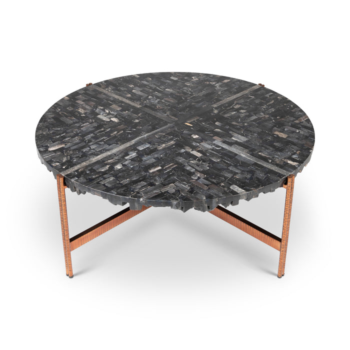 Urbia Jenna Coffee Table Natural Black Petrified Wood, Stainless Steel Base